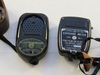 2 Vintage Light Exposure Meters: General Electric Model PR - 1 & Weston Master II 3