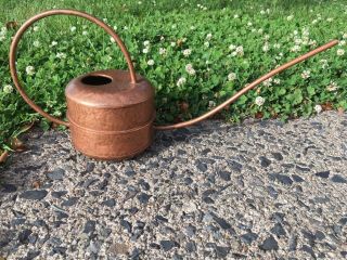Vintage Copper Mid Century - Deco Watering Can Bent / Hammered 3