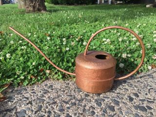 Vintage Copper Mid Century - Deco Watering Can Bent / Hammered 4