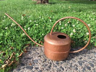 Vintage Copper Mid Century - Deco Watering Can Bent / Hammered 6