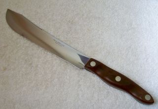Vtg Cutco No.  22 Brown Contoured Handle Full Tang Stainless Steel Butcher Knife