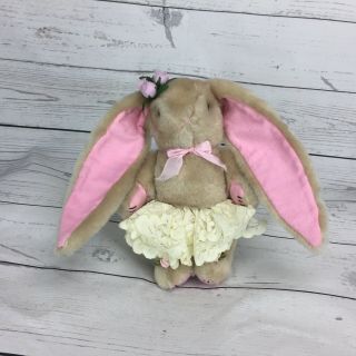 Bunny Rabbit Stuffed Animal Jointed Arms Legs Lace Tutu Plush Vtg 1990’s Easter