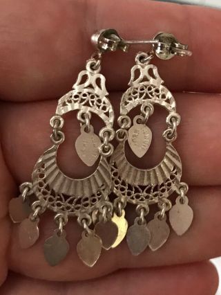 Long 925 Sterling Silver Dangle Earrings Vintage Jewelry made in Turkey 2