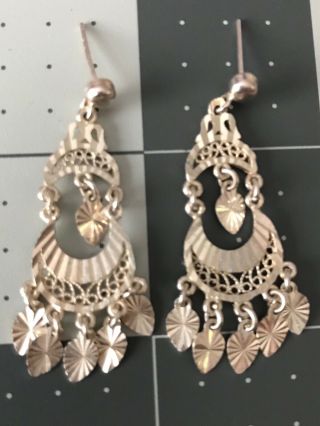 Long 925 Sterling Silver Dangle Earrings Vintage Jewelry made in Turkey 3
