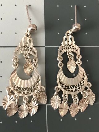 Long 925 Sterling Silver Dangle Earrings Vintage Jewelry made in Turkey 4
