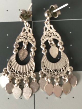 Long 925 Sterling Silver Dangle Earrings Vintage Jewelry made in Turkey 5