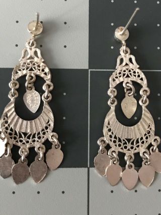 Long 925 Sterling Silver Dangle Earrings Vintage Jewelry made in Turkey 6
