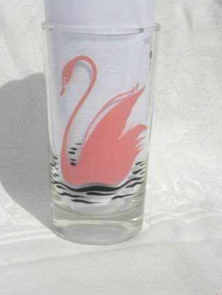 Vintage Swanky Swig 12 Oz.  Glass/tumbler With Pink And Black Swans