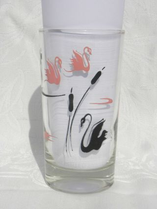 Vintage Swanky Swig 12 oz.  Glass/Tumbler with Pink and Black Swans 3