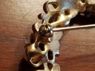 Vintage Signed Crown TRIFARI Ivy Leaf Wreath/Faux Pearl - Gold Tone Brooch Pin 5