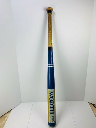 Vintage Worth Blu Max Wood 34 " Softball Bat,  34 Oz,  Model 493 Sb