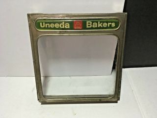 Vintage National Biscuit Company Uneeda Store Display Tin Glass