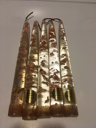 5 Vintage 8 " Clear Acrylic Lucite Taper Candles W/copper Flecks - Decorative