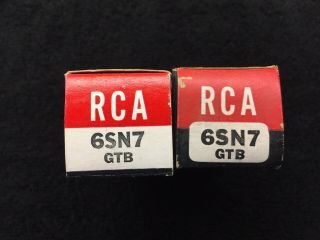 2 NOS NIB Matched RCA 6SN7GTB Black Plate Audio Tubes USA 1958 2
