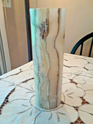 Vintage Alabaster Marble 10 " Cylinder Vase