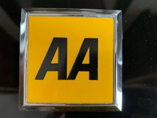 Vintage Aa Metal Yellow & Chrome Car Club Badge