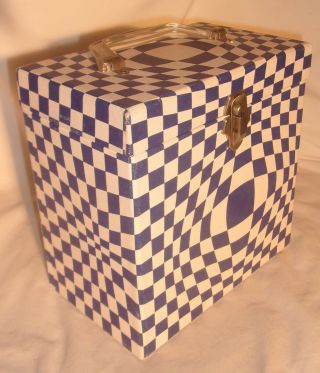Vintage Platter Pak 45 Record Carrying Case In Blue And White
