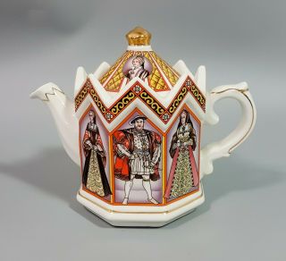 Vintage Sadler Octagonal Teapot King Henry Viii And His Six Wives Retro Royalty
