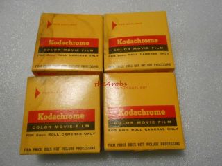 4 Packs Kodak Kodachrome 8mm Double Daylight 25 Movie Film In Boxes