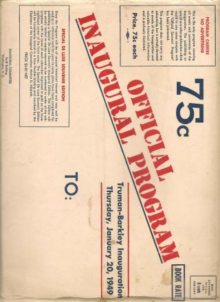 Harry Truman - Barkley Official Inaugural Program 1949 Vintage Political