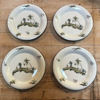 Vintage Theodore Haviland France For Rouard Set Of 4 Plates Oriental Image