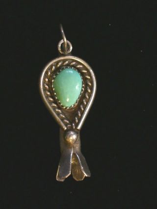 Vintage Navajo Sterling Silver & Turquoise Squash Blossom Pendant