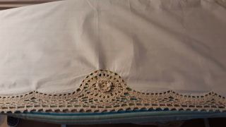 Bedskirt Full Vintage Crochet Lace 54x76x14 100 Cotton Beige
