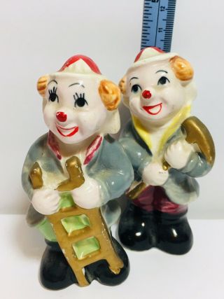 Vintage Clowns Salt Pepper Shakers Ladder And Ax Hammer Red Nose
