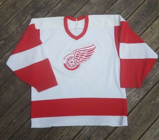 Vintage 90s Ccm Mens Medium Detroit Red Wings Nhl Hockey Jersey Red White Blank