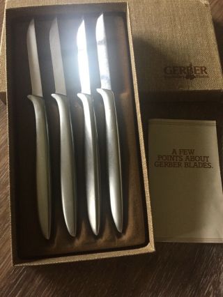 Vintage Gerber Miming Mid Century 4 Pc Knife Set With Box