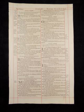 1680 Oxford First Folio King James Bible Leaf Psalm 126:1 - 136:23 God 