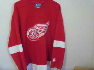 Vintage Starter Size Detroit Red Wings Nhl Hockey Jersey Red White Euc Large