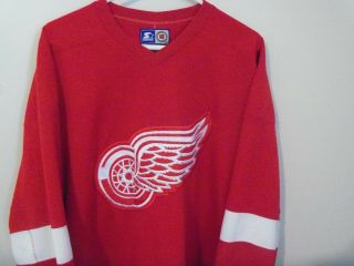 Vintage Starter Size Detroit Red Wings NHL Hockey Jersey Red White EUC large 2