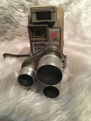 Vintage Keystone K26 8mm 3 Lens Movie Camera B8140 Made In Usa