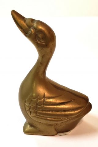 Vintage Solid Brass Swan Goose Duck Decorative Figurine Paper Weight