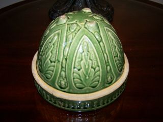 Wonderful Vintage Mccoy Pottery Green Embossed Hanging Basket/check It Out