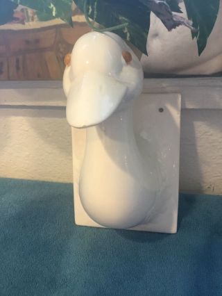 Vintage Ceramic Duck Goose Head Towel Hook Holder Apron Wall Hanging French