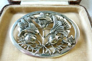 Vintage Jewellery Signed Masj Poppy Flowers Brooch Pin