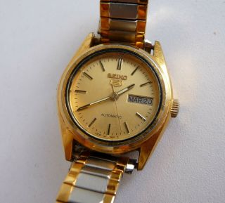 Vintage Seiko 5 Automatic Ladies Gold Plated Watch - 4206 - 188r