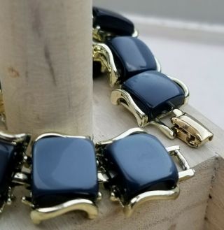 Vintage Signed CORO Midnight Blue Thermoset Link Bracelet 4