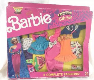 1991 Vintage Barbie Mattel Arco Toys 6 Complete Fashion Gift Set 668 Nrfb