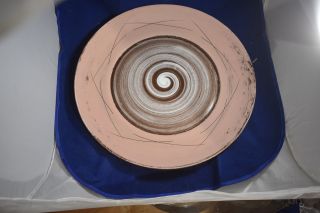 Vintage Art Pottery California Santa Anita Ware " Vreni " Spirals Charger,  17 "
