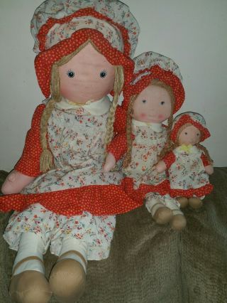 Vintage Holly Hobby Carrie 3 Doll Set Large 26 " Medium 15 " Small 9 " Cute