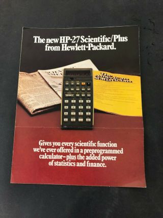 Vintage Hewlett Packard Hp - 27 Scientific Calculator Sales Brochure & Digest 1