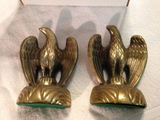 7.  25 Inches Tall Pair Vintage Gold Tone Pot Metal Eagle Bookends (non Magnetic)