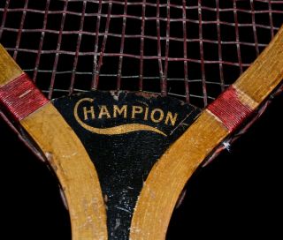 Vintage Wood 1910 Wright & Ditson Champion Tennis Racket Intact Gut Strings