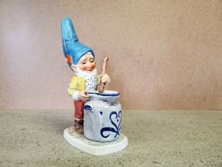 Vintage Goebel Gnome Elf Co Boy " Mike " The Jam Maker Figurine Well 502,  1970