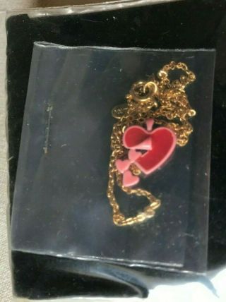 Vtg Estate Sarah Coventry Necklace 3 Hearts Spilling From Larger Heart & Box
