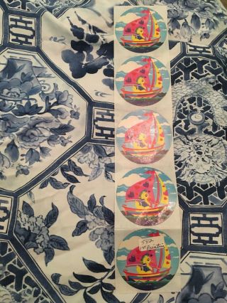 Vintage 80s Stickers - Lisa Frank - Sailor Duck Sailboat - 1983 First Print