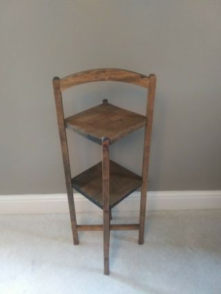 Vintage Wooden 2 Tier Plant Stand Twisted Stand Rustic Country Decor